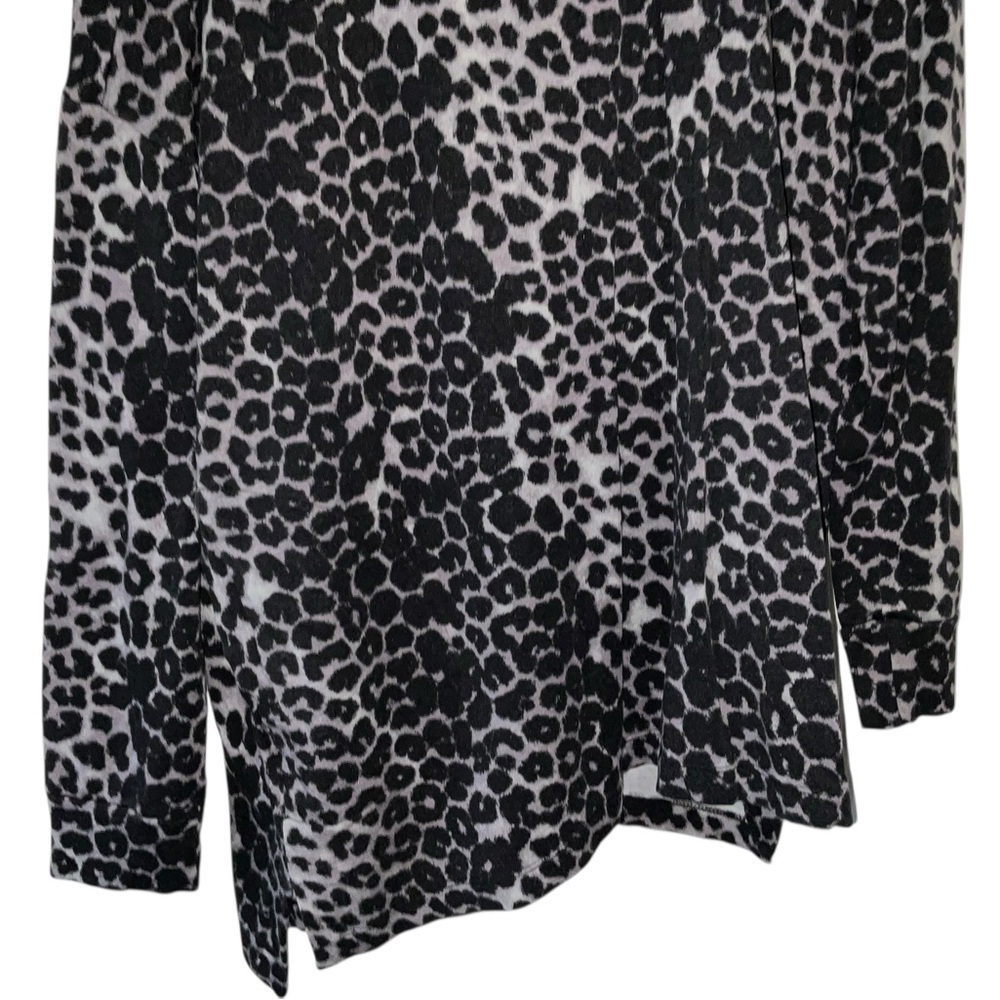 Soft Surroundings Zip Cowl Neck Sweater - Black and Gray Animal Print - Picture 10 of 11